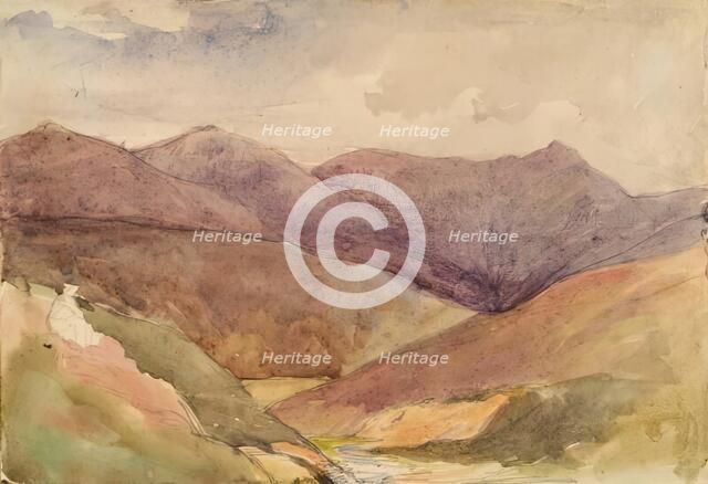 Landscape with Figure Sitting on Hillside, c1840s. Creator: John Phillip.