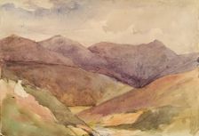 Landscape with Figure Sitting on Hillside, c1840s. Creator: John Phillip