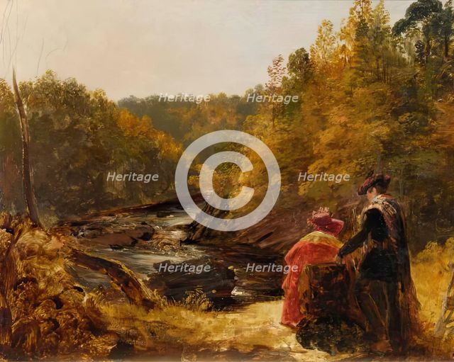 Landscape with Figures, 1830s. Creator: Unknown.