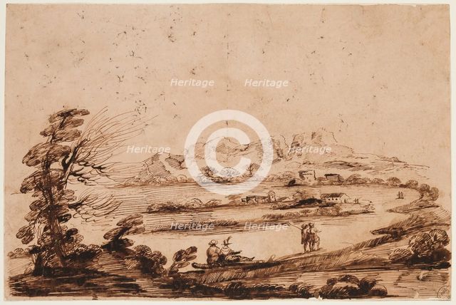 Landscape with Figures, 18th century. Creator: Unknown.