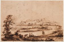 Landscape with Figures, 18th century. Creator: Unknown