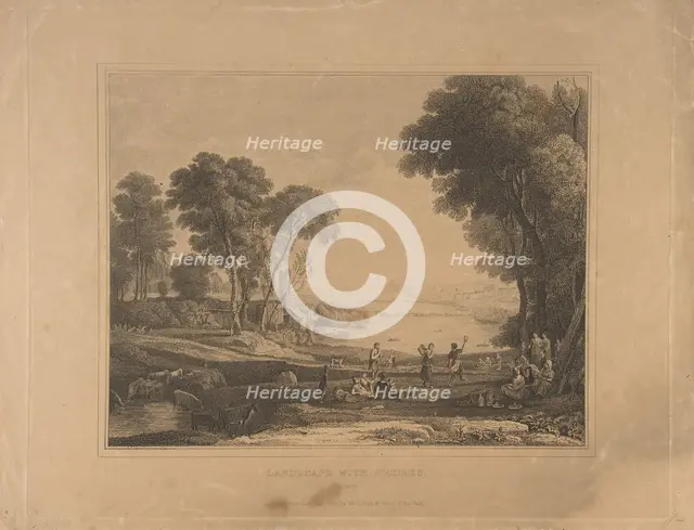 Landscape with Figures (After The Marriage of Isaac and Rebecca, 1648), published 1830. Creator: Unknown.