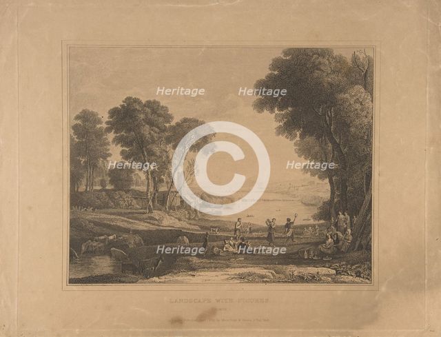 Landscape with Figures (After The Marriage of Isaac and Rebecca, 1648), published 1830. Creator: Unknown.