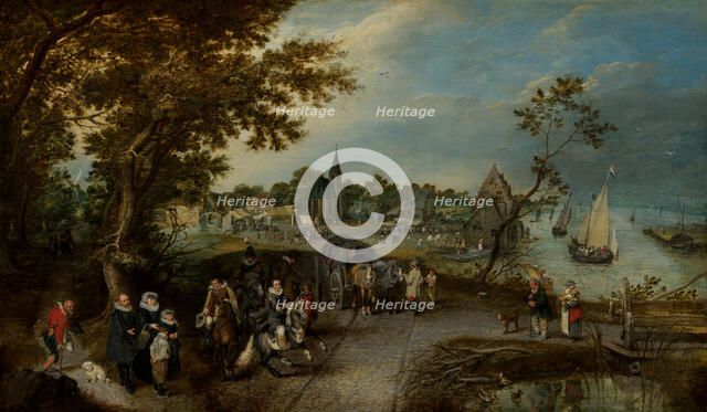 Landscape with Figures and a Village Fair (Village Kermesse), 1615. Creator: Adriaen van de Venne.