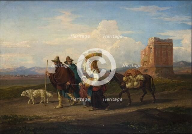 'Landscape with figures and ruin', 1837. Artist: Penry Williams.