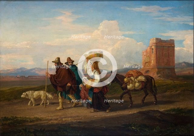 'Landscape with figures and ruin', 1837. Creator: Penry Williams.