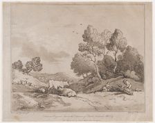 Landscape with Figures Binding a Bundle of Wood, May 21, 1789., May 21, 1789. Creator: Thomas Rowlandson