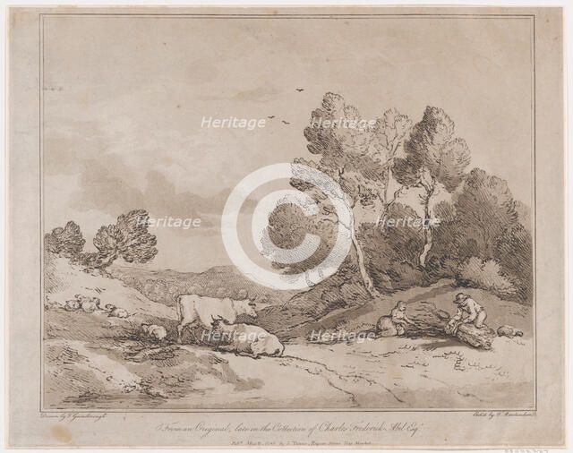 Landscape with Figures Binding a Bundle of Wood, May 21, 1789., May 21, 1789. Creator: Thomas Rowlandson.