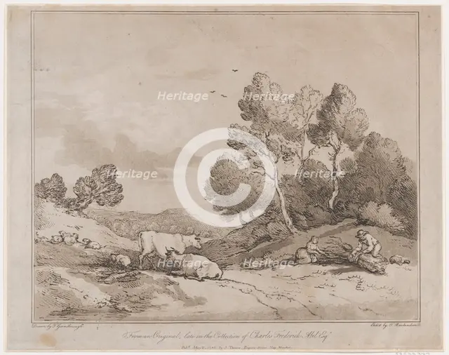 Landscape with Figures Binding a Bundle of Wood, May 21, 1789., May 21, 1789. Creator: Thomas Rowlandson.