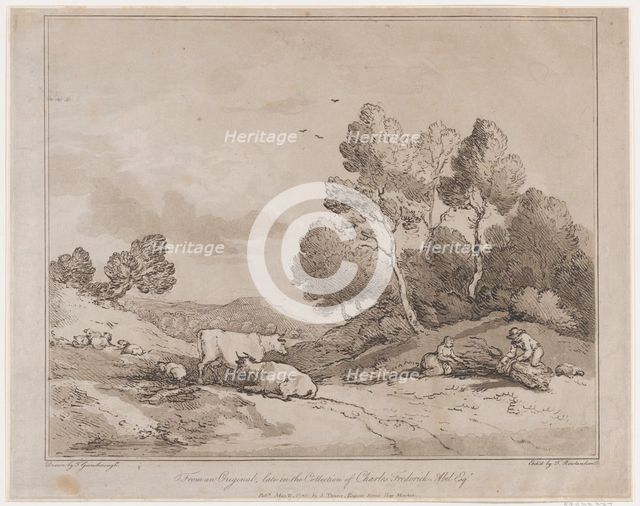 Landscape with Figures Binding a Bundle of Wood, May 21, 1789., May 21, 1789. Creator: Thomas Rowlandson.