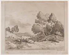 Landscape with Figures Binding a Bundle of Wood, May 21, 1789., May 21, 1789. Creator: Thomas Rowlandson