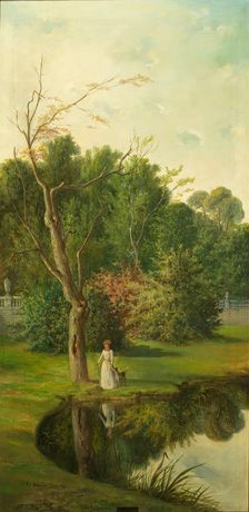 Landscape with figures by a lake, 1891. Creator: Ceferino Araujo