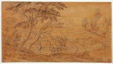 Landscape with Figures by a Stream, n.d. Creator: Johannes Glauber