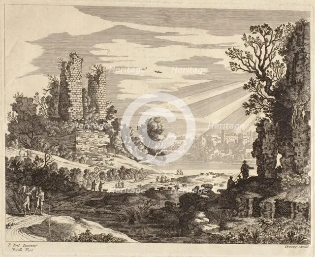 Landscape with Figures, c1660-1690. Creator: Adam Perelle.