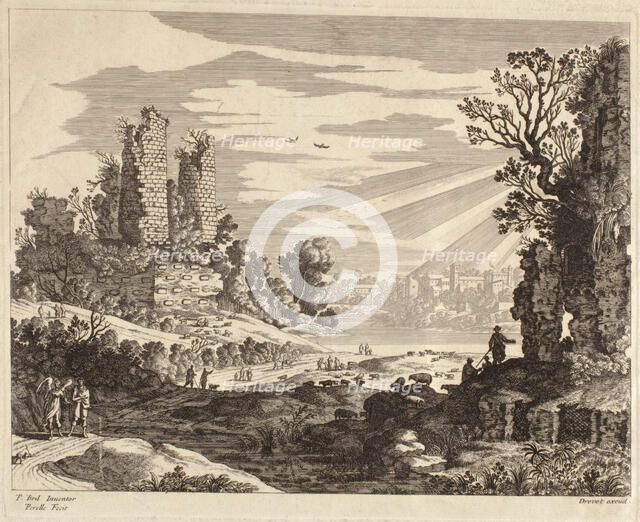 Landscape with Figures, c1660-1690. Creator: Adam Perelle.