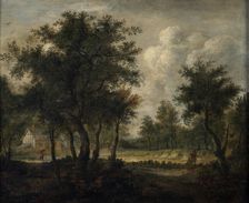Landscape with figures, (c1670). Creator: Meindert Hobbema
