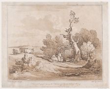 Landscape with Figures Collecting Wood Beneath Gnarled Trees, May 21, 1789., May 21, 1789. Creator: Thomas Rowlandson