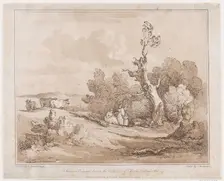 Landscape with Figures Collecting Wood Beneath Gnarled Trees, May 21, 1789., May 21, 1789. Creator: Thomas Rowlandson