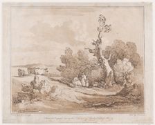 Landscape with Figures Collecting Wood Beneath Gnarled Trees, May 21, 1789., May 21, 1789. Creator: Thomas Rowlandson