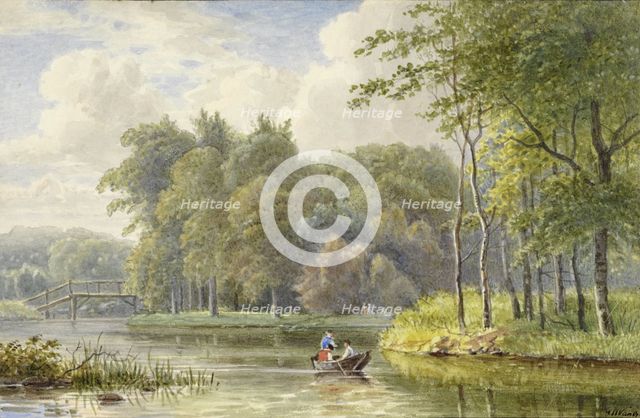 Landscape with figures in a rowing boat, 1792-1861. Creator: Georgius Jacobus Johannes van Os.