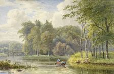 Landscape with figures in a rowing boat, 1792-1861. Creator: Georgius Jacobus Johannes van Os
