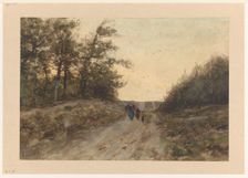 Landscape with figures on a country road, 1874-1918. Creator: Louis Apol