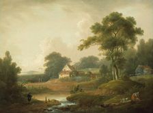 Landscape with Fisherman and Washerwoman, 1790/1800. Creators: John Rathbone, George Morland