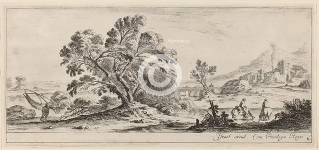 Landscape with Fisherman Carrying his Net, in or before 1647. Creator: Stefano della Bella.