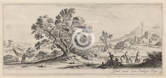 Landscape with Fisherman Carrying his Net, in or before 1647. Creator: Stefano della Bella.
