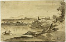 Landscape with Fisherman in Lake, n.d. Creator: Adam Pynacker