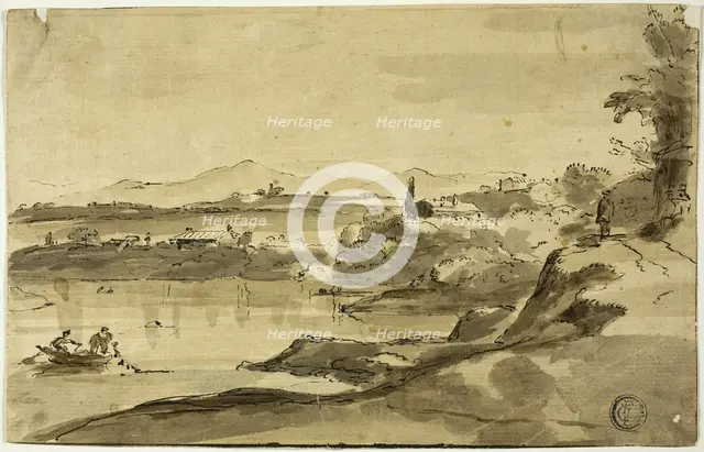 Landscape with Fisherman in Lake, n.d. Creator: Adam Pynacker.
