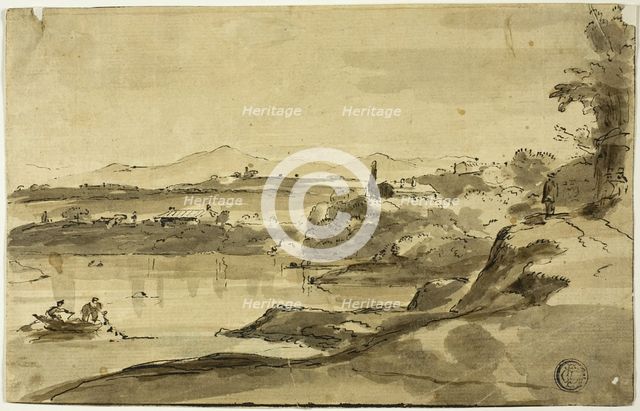 Landscape with Fisherman in Lake, n.d. Creator: Adam Pynacker.