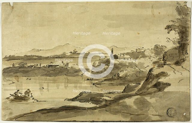 Landscape with Fisherman in Lake, n.d. Creator: Adam Pynacker.