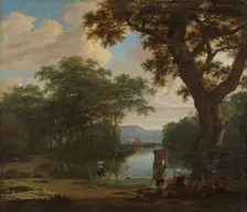 Landscape with Fisherman with a square Net, c.1645-c.1655. Creator: Joris van der Haagen