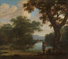 Landscape with Fisherman with a square Net, c.1645-c.1655. Creator: Joris van der Haagen