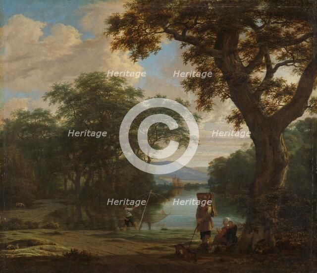 Landscape with Fisherman with a square Net, c.1645-c.1655. Creator: Joris van der Haagen.