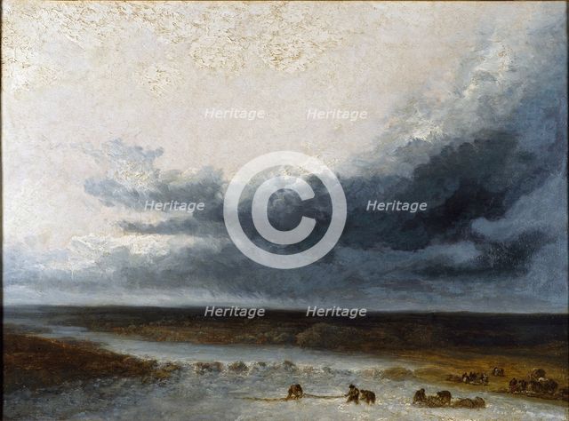 Landscape with Fishermen at the Mouth of a River, early 19th century. Artist: Georges Michel.