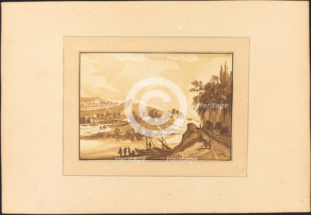 Landscape with Fishing Boats, published 1782. Creator: Maria Catharina Prestel.