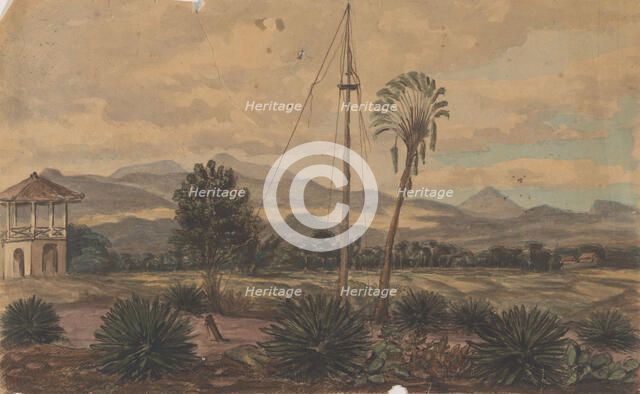 Landscape with flagpole, 1800-1900. Creator: Anon.