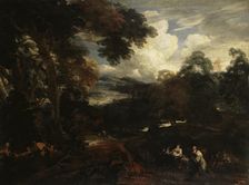Landscape with Flight into Egypt, 1675. Creator: Lucas Achtschellinck