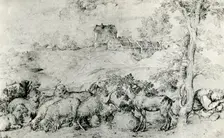 Landscape with Flock of Sheep c1520, (1937). Artist: Titian