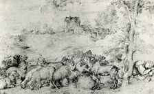 Landscape with Flock of Sheep c1520, (1937). Artist: Titian