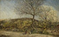 Landscape with flowering orchard, 1870-1886. Creator: Adolphe Monticelli