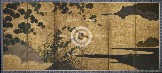 Landscape with flowering vines, Momoyama or Edo period, early 17th century. Creator: Unknown.