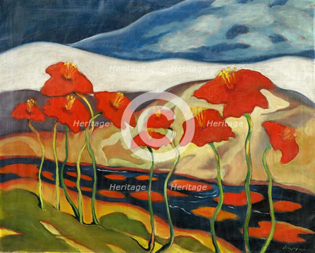 Landscape with flowers (Nirvana), 1930. Creator: Zolo Palugyay.