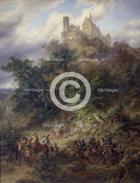 Landscape with knights (The Wartburg), 1836.