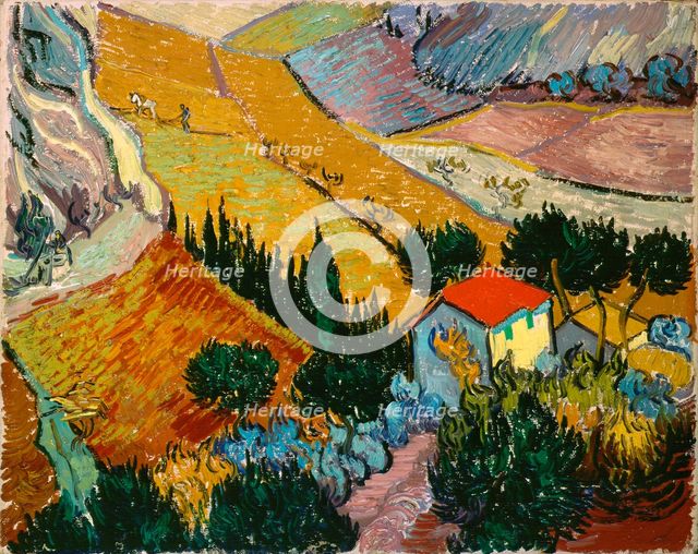 'Landscape with House and Ploughman', 1889.  Artist: Vincent van Gogh