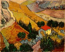 Landscape with House and Ploughman, 1889. Creator: Vincent van Gogh
