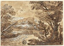 Landscape with House in Distance, n.d. Creator: Possibly Ferdinand Kobell German, 1740-1799