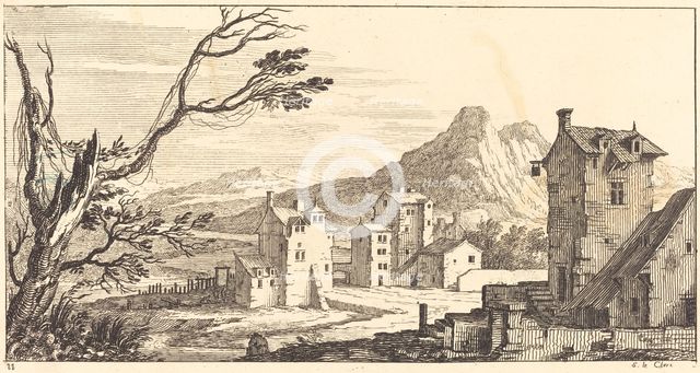 Landscape with Houses, 1673. Creator: Sebastien Le Clerc.